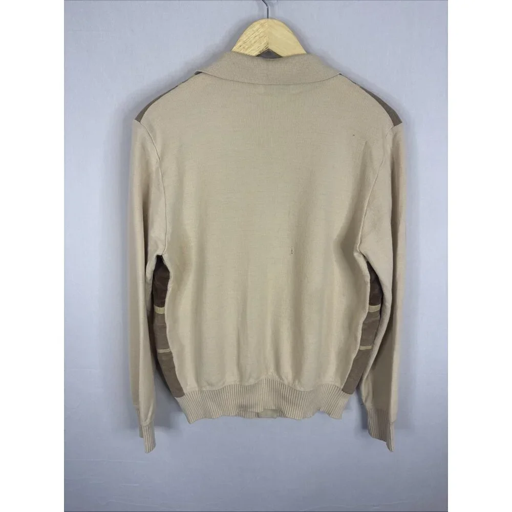 Vintage Gentry Gaucho Walking Suit Cardigan Sweater‎ Mens M USA Wool Faux Suede